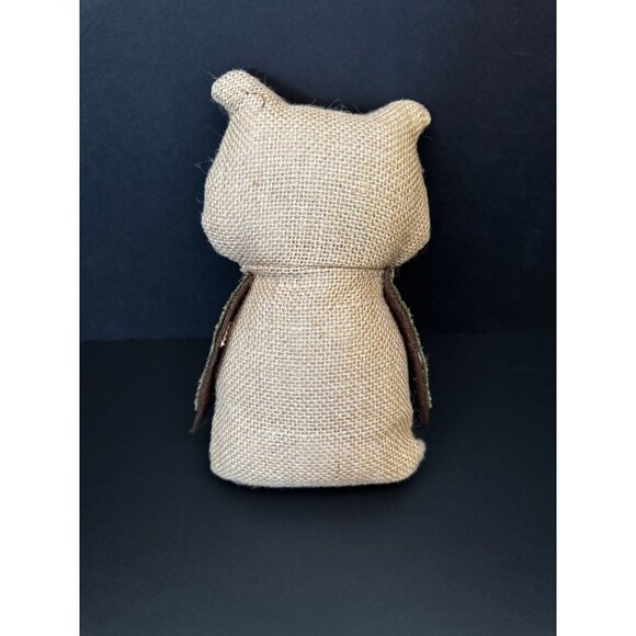 Fall Burlap Owl With Orange Bow Tie & Felt Details - Rustic Autumn Decor - Picture 6 of 9